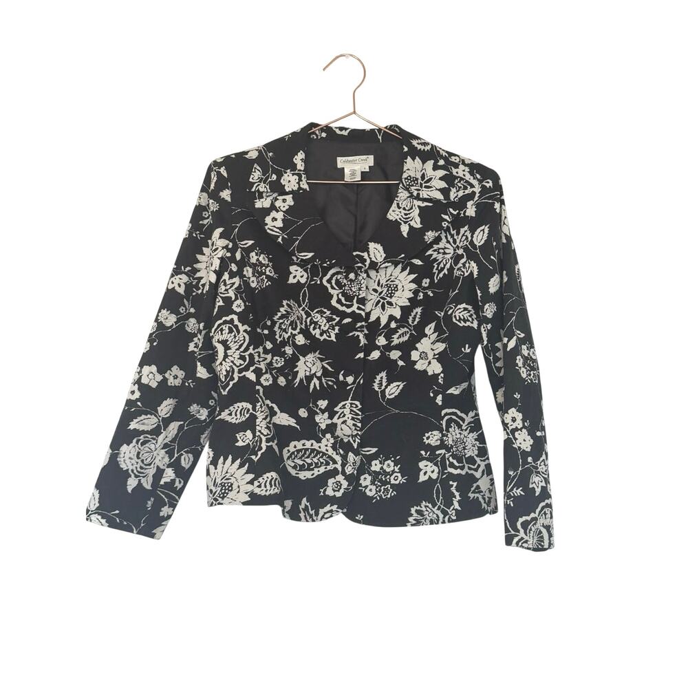 Coldwater Creek Black and White Floral Blazer